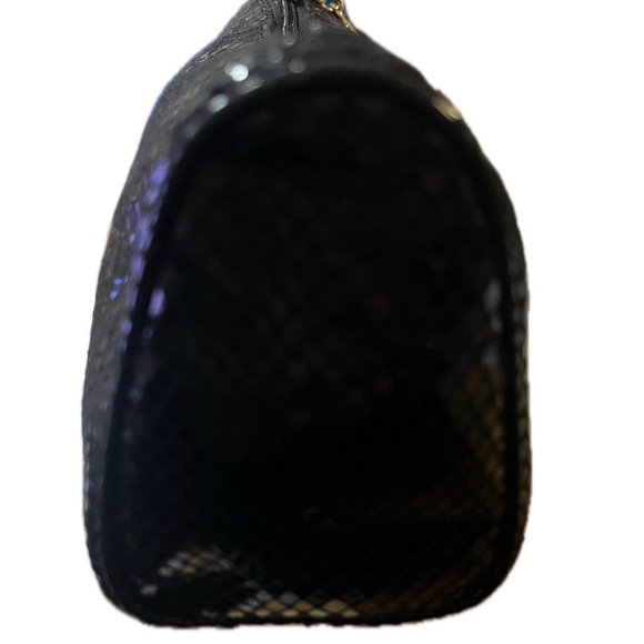 Michael Kors Black Textured Faux Snakeskin Clutch with Tassel & Charm